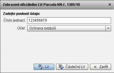 1) V okně Informace o parcele stiskneme.