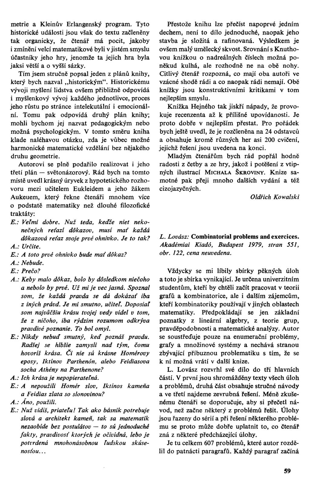 metrie a Kleinův Erlangenský program.
