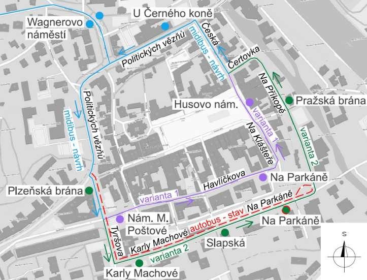 Doprava v městské památkové zóně Veřejná hromadná doprava zavedení midibusové linky do centra města polookružní