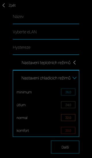 Aplikací lze ovládat vytápění i chlazení a to od centrálního zdroje až po ovládání např. termohlavice RFATV-1 na ventilu topení.