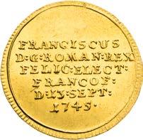 Frankfurt. Very rare! Goldjeton 1745 (Dukat). Die Wahl des römischen Kaisers in Frankfurt am Main. Frankfurt. Sehr selten! Ḑ 3.46 g ḁ 22 mm Ọ Au Ḋ Novák XIV-B-1a, MA str. 246 312.