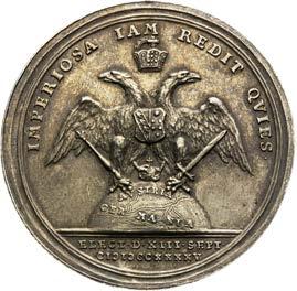 Election of the Roman emperor in Frankfurt am Main. Silbermedaille 1745.