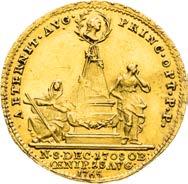 Death of Francis. Bent. Goldjeton 1765 (3/4 Dukat).
