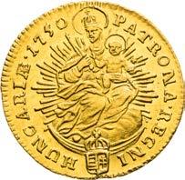 Zbytky ražebního lesku v plochách. Ducat 1750. Kremnitz.