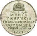 Korunovace na uherskou královnu v Bratislavě. Ražební lesk v plochách. Velmi vzácný! Gold Token 1741 (3/4 Ducat).