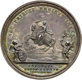 Korunovace na uherskou královnu v Bratislavě. Pěkná patina. Vzácná! Silver Medal 1741.