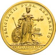 Korunovace na českou královnu v Praze. Výjimečný exemplář! Extrémně vzácná! Gold Medal 1743 (5 Ducats).