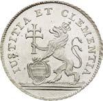 Silberjeton 1743. Huldigung der oberösterreichischen Stände in Linz. Prachtexemplar mit spiegelnden Feldern!