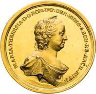Assumption of the roman empress title in 1745. Holzmair lists this medal as year 1754. Old label included. Edge tooled. Unique! Goldmedaille (10 Dukaten).
