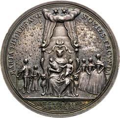 Silver Medal 1747. Birth of the archduke Leopold. Edge nick. Nice patina. Silbermedaille 1747.