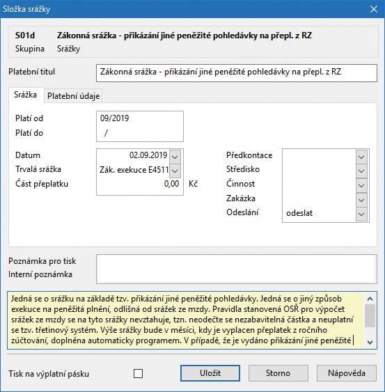 SRÁŽKY přeplatku automaticky ponížena zbývající částka vybrané zákonné srážky.