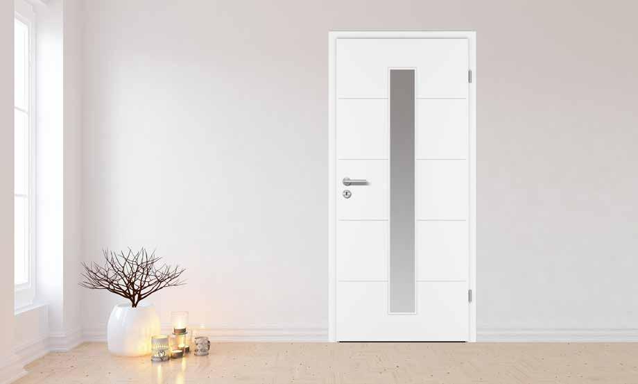 VEKRA Interier Element Elegance v bílém Dveře ELEMENT v luxusním bílém provedení s ozdobnou V-drážkou a oblou hranou na dveřním křídle přináší eleganci do každého interiéru.