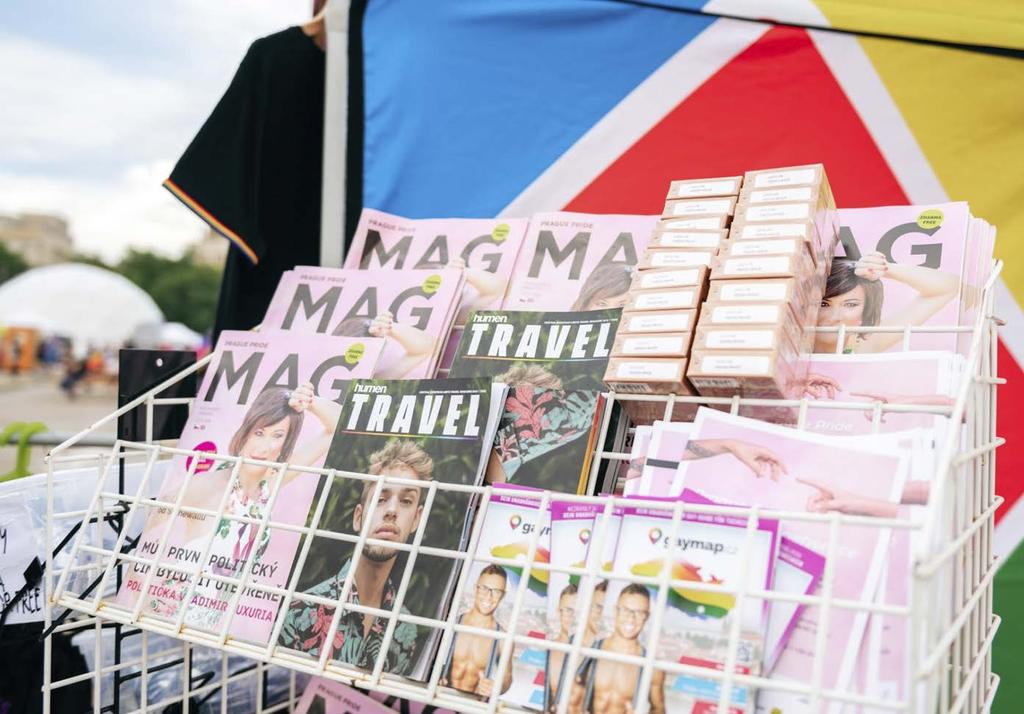 Prague Pride Map Zahraničním návštěvníkům jsme nabídli tištěnou mapu Prague Pride s trasou průvodu a programem i praktickými informacemi v angličtině.