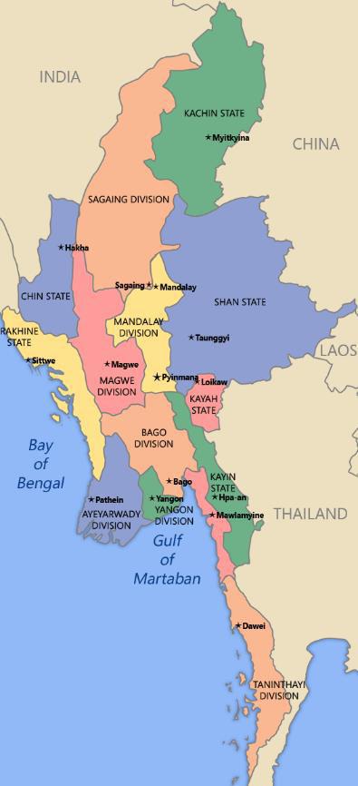 2 MYANMAR (BARMA) Rozloha: 678 500