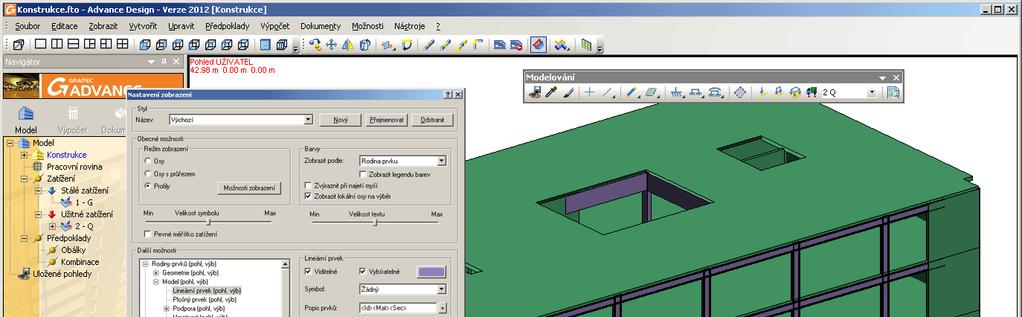 V Advance Design 2012 je možné zobrazit popisky pouze na vybrané sadě prvků.