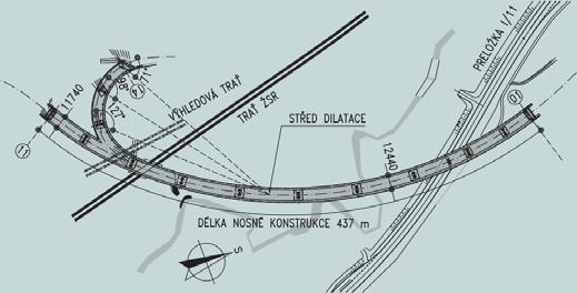 STAVEBNÍ KONSTRUKCE STRUCTURES 5a 5b 6a 6b SO 237-20 MOST NA VĚTVI A1 A A2 KŘIŽOVATKY SVRČINOVEC Mostní objekt vynáší dvě připojovací větve A1 a A2 mostu 237-10 na hlavní trase.