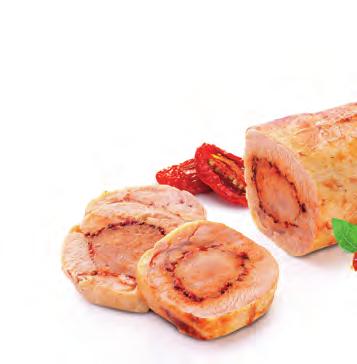 230204 Francouzská kachní roláda 2 x cca 2,3 kg Složení: ručně vykostěná celá kachna bez kostí a kůže, plněná kuřecím masem, kuřecími játry, špenátem a provensálským