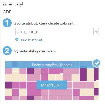 Po kliknutí na SYMBOLY zvolíme barevnou škálu odstínů zelené Průhlednost nastavte na 0 %, aby neprosvítala podkladová mapa. Zaškrtneme políčko KLASIFIKOVAT DATA a zvolíme KVANTIL s počtem tříd 5.