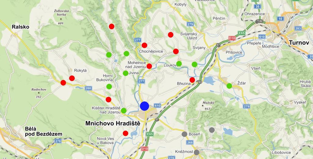 6.2.4. Porovnání kapacit a počtu dětí dle jednotlivých skupin obcí Obr. č. 3 Počty dětí ve věku 6 10 let a 11 14 let ve sledovaných skupinách obcí dle indexu návštěvnosti 1.