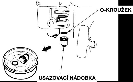 USAZOVACÍ NÁDOBKA PALIVA 1) Posuňte ovládání palivového ventilu do polohy OFF a poté sejměte usazovací nádobku a těsnící o-kroužek.