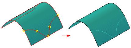 Techniky nepřímé tvorby křivek Příkaz Křivka na ploše Nakreslí křivku přesně na ploše. Potom je možné křivku použít například jako hranici při operacích oříznutí.