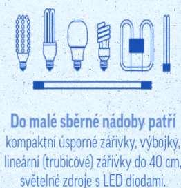 O D P A D O V É H O S P O D Á Ř S T V Í SBĚRNÁ NÁDOBA NA ZÁŘIVKY Vysloužilé světelné zdroje můžete odevzdat ve sběrném dvoře ve Věcově u autobusové zastávky.