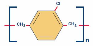 Typ C Parylen typu C, druhý ze zástupců komerčně dostupných polymerů, je vytvářen ze stejného materiálu (dimeru) jako Parylen N, liší se však nahrazením jednoho atomu vodíku za atom chlóru (viz
