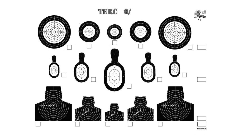 Maximální nástřel 950 bodů Část 1+2+3 Celkem 120 min T e r č e Zobrazení terčů v těchto propozicích je z hlediska rozměrů ilustrativní.