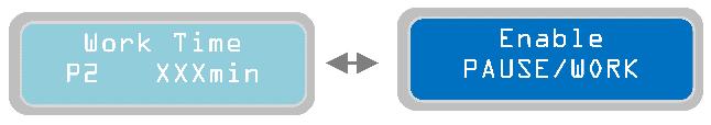 U parametru "Enable PAUSE/WORK" je možné aktivovat/deaktivovat provozní program PAUSE/WORK. Jakmile je aktivován, bude programový provozní režim PAUSE/WORK aktivní pro všechna instalovaná čerpadla.