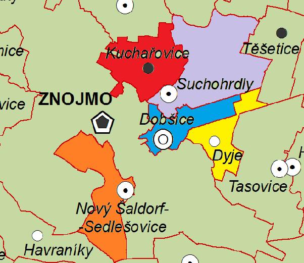 V září roku 2002 vznikl ve městě Znojmě nový mikroregion, který se skládal z obcí Dobšice, Dyje, Kuchařovice, Nový Šaldorf Sedlešovice a Suchohrdly.