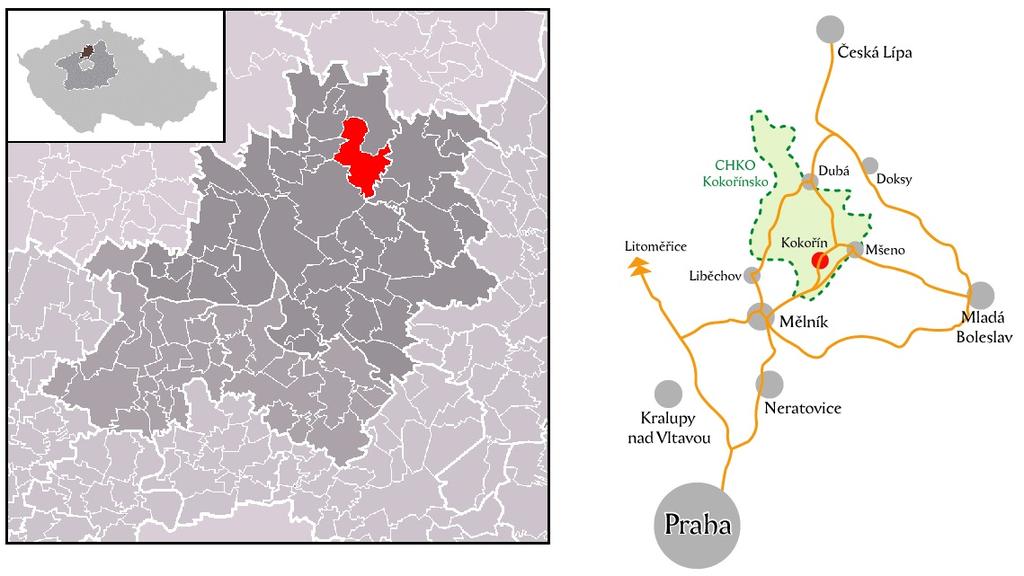 A. ANALYTICKÁ ČÁST A.1 Charakteristika obce 1. Území Obec Kokořín Obec Kokořín se nachází ve Středočeském kraji, v okrese Mělník.