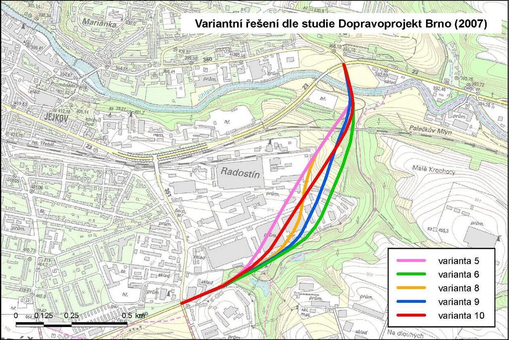 V listopadu 2007 byla zpracována Technická studie Přeložka silnice I/23 Třebíč jihovýchodní obchvat (Dopravoprojekt Brno, 11/2007), jejíž cílem bylo, v návaznosti na výsledky předchozích dopravních