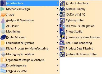 UTB ve Zlíně, Fakulta technologická 37 2.1.7 Infrastruktura systému (Infrastructure) Infrastruktura systému je poslední skupinou aplikací systému CATIA V5 a je obsazena 14 produkty.