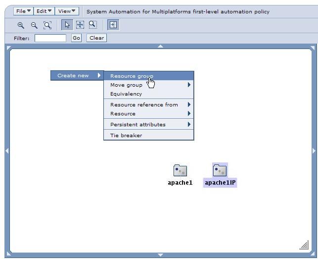 1. Right-click in the topology iewer, then select Create new > Resource group: 2.