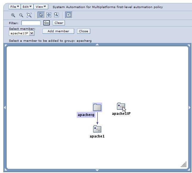 4. To add apache1ip to the group, right-click the resource group, then select Add member.