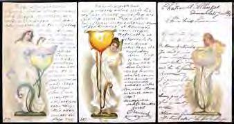 koláže "dívky", dl. adresy, velmi dobrá kvalita 600 Kč 665 Secese 1900, "květy" tři bar.