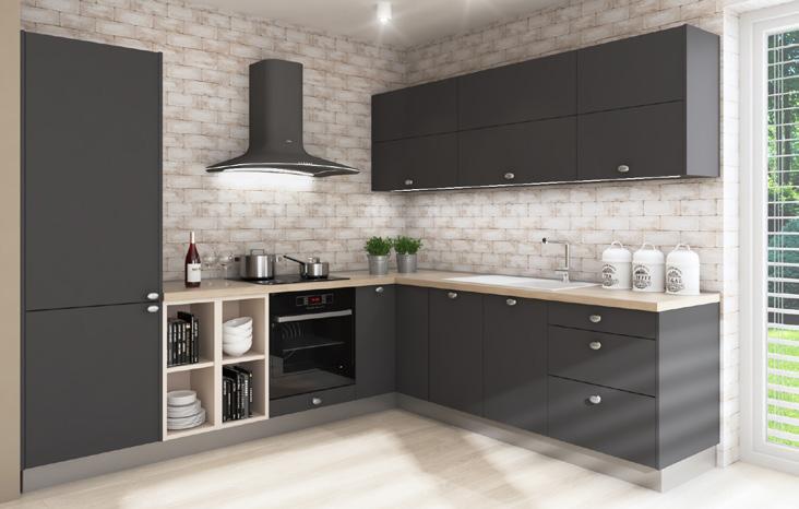 PLÁNOVANÁ KUCHYNĚ FOCUS bílá - vysoký lesk rozměry cca 275 275 cm 1004903-88, 80 značky BEKO Vestavná trouba