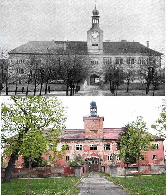3.3. KOUNICKÝ ZÁMEK Obrázek 3.3. a 3.4. Pohled na zámek před a po vyhoření Zdroj: www.prostor-ad.cz Na obrázku 4.