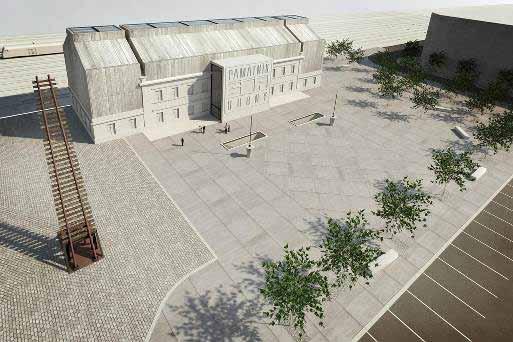 Obrázek 6.7. Architektonický návrh Památníku ticha 6.7. BUBNY ZMĚNA VYUŽITÍ ÚZEMÍ Zdroj: Magistrát Hlavního města Prahy Na podzim roku 2016 schválili radní Hlavního města Prahy zpracování územní studie oblasti Holešovice Bubny-Zátory.