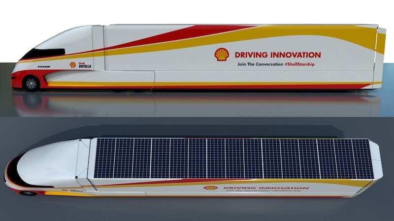 Cummins ISX 15 s Pe 295 kw [400 HP] a Mkm 2 508 Nm. Při cestovní rychlosti otáčky motoru nepřekročí hranici 800.min -1, na střeše jsou solární panely 5 000 W (viz obrázek č. 18), a 48 V síť.