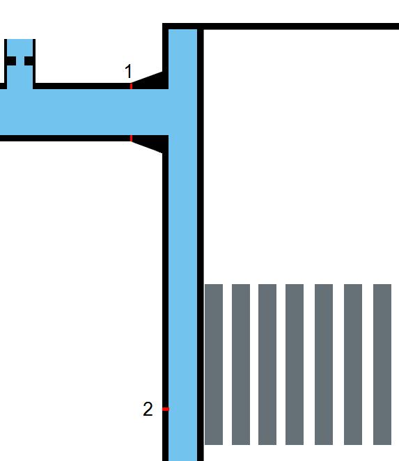Obrázek 3: Umístění svaru nátrubku a svaru 5/6 na tlakové nádobě reaktoru Jedním ze sledovaných kritérií je maximální rozdíl teplot ve svaru.