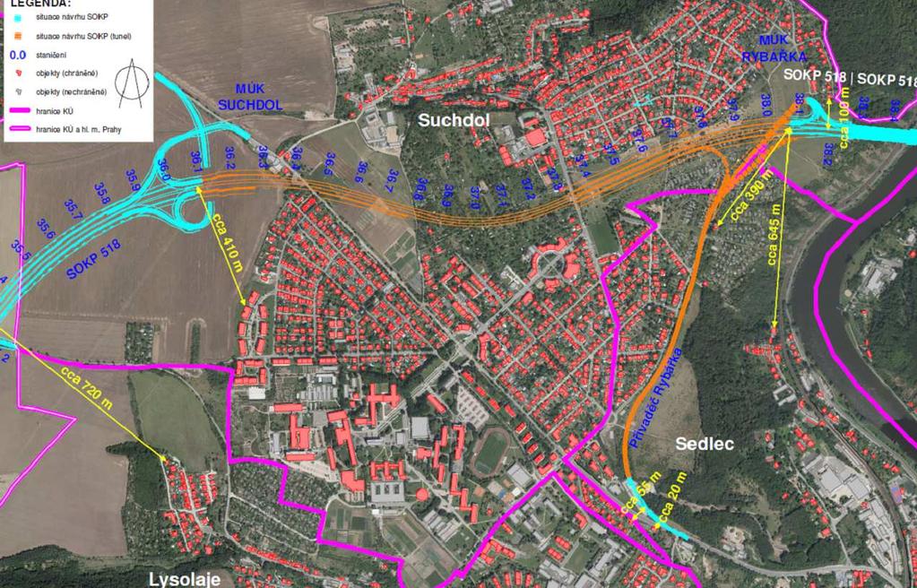 SOKP 518 Ruzyně Suchdol 173 Období výstavby Obr. 35 Nejbližší chráněná zástavba (k.ú.