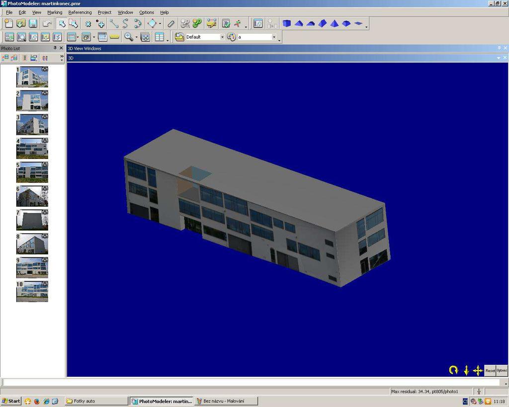 V okně 3D Viewer se v modelu doplní zbývající prvky a přímo v okně s modelem je možno vytvořit chybějící plochy.