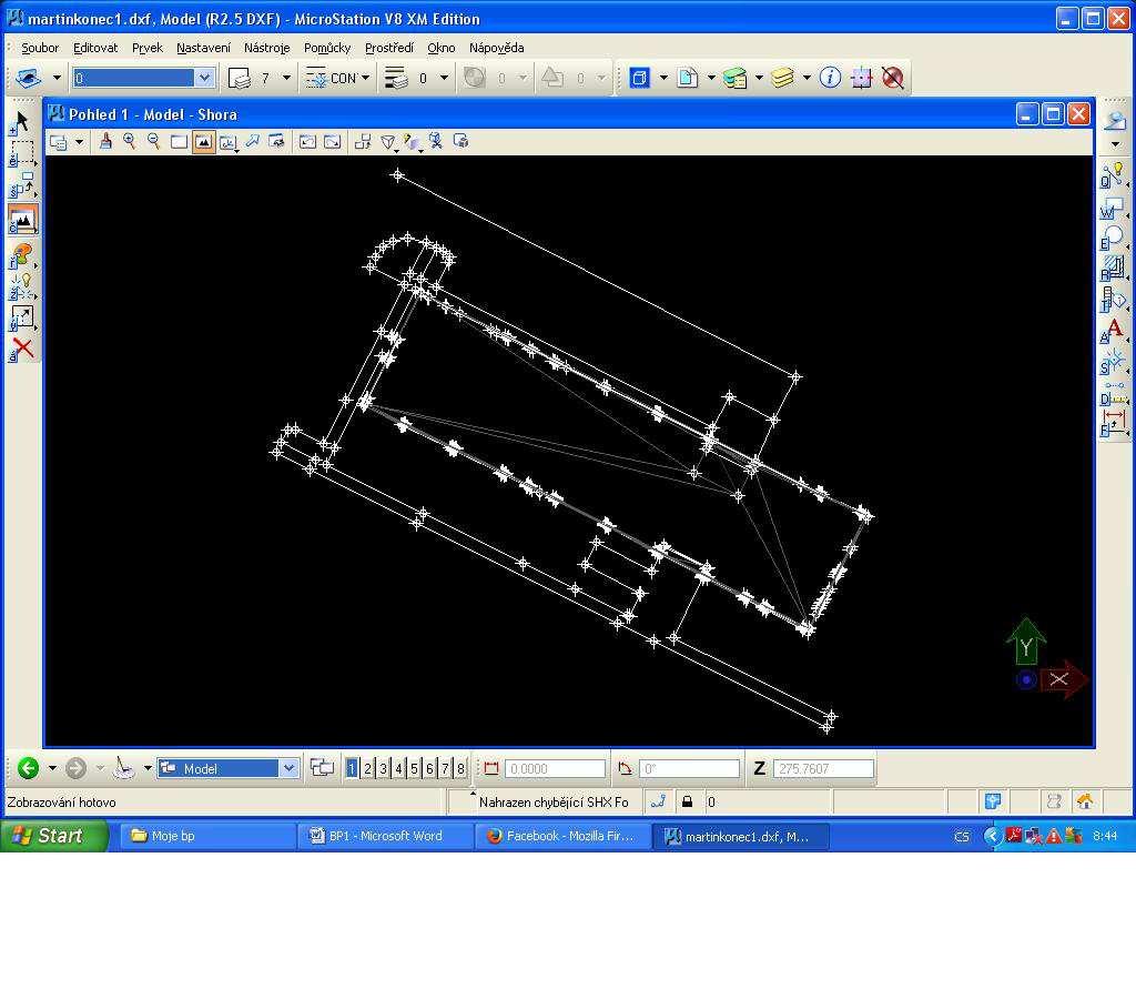 Obr. 31: Tvoření vizualizace v programu Microstation 7.5.2 Dokončení vizualizace v programu SketchUp Následně pokračovala práce v programu Google SketchUp.