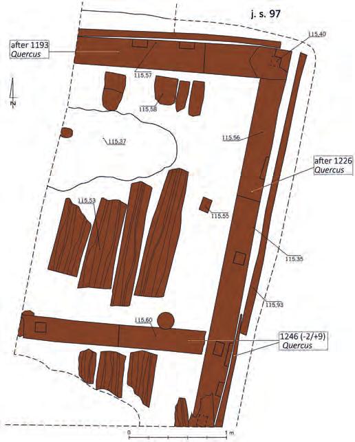 Archeologické rozhledy LXXI 2019 319 Fig. 6. Wrocław, Nowy Targ square, excavations 2010 2012. Stratigrafic unit 97 (drawing M. Mackiewicz and N. Lenkow). Obr. 6. Vratislav, náměstí Nowy Targ.