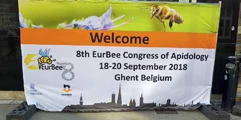 Konference Ohlédnutí za EurBee 2018 Plachta s logem konference u hlavního vchodu do jedné z mnoha budov Ghent Univesity byla kýženým signálem při bloudění po ulicích 157 přednášek, 221 plakátových