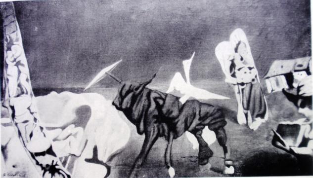 kladivem, 1935-1937, olej, plátno, 80 x 95 cm,