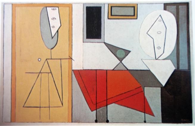 František Hudeček: Interiér, 1929, akvarel,