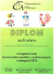 Krajské Vojtěch Vopálka 20. B Okresní Pavel Holejšovský 13. C Okresní Vojtěch Marek 20. D Okresní Adam Pešout 2. Lukáš Srba 6. Adam Mareš 8. Kateřina Svobodová 9. Krajské Adam Pešout 16.