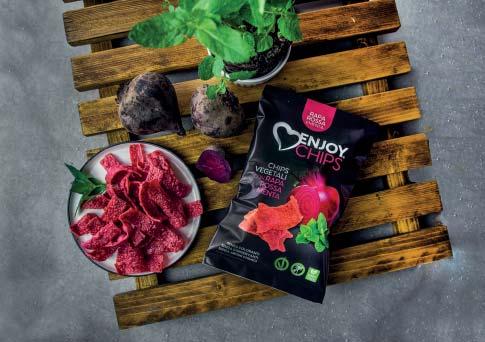 Díky unikátní technologii výroby chipsů se podařilo spojit čerstvě sklizenou zeleninu s bramborou bez použití chemických dochucovadel, umělých barviv a konzervantů vše je čistá příroda.